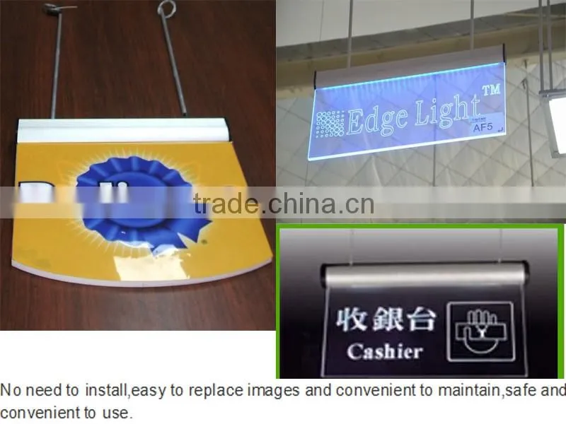 hanging led light display board backlight Led window display board, hanging advertising light Box indicator
