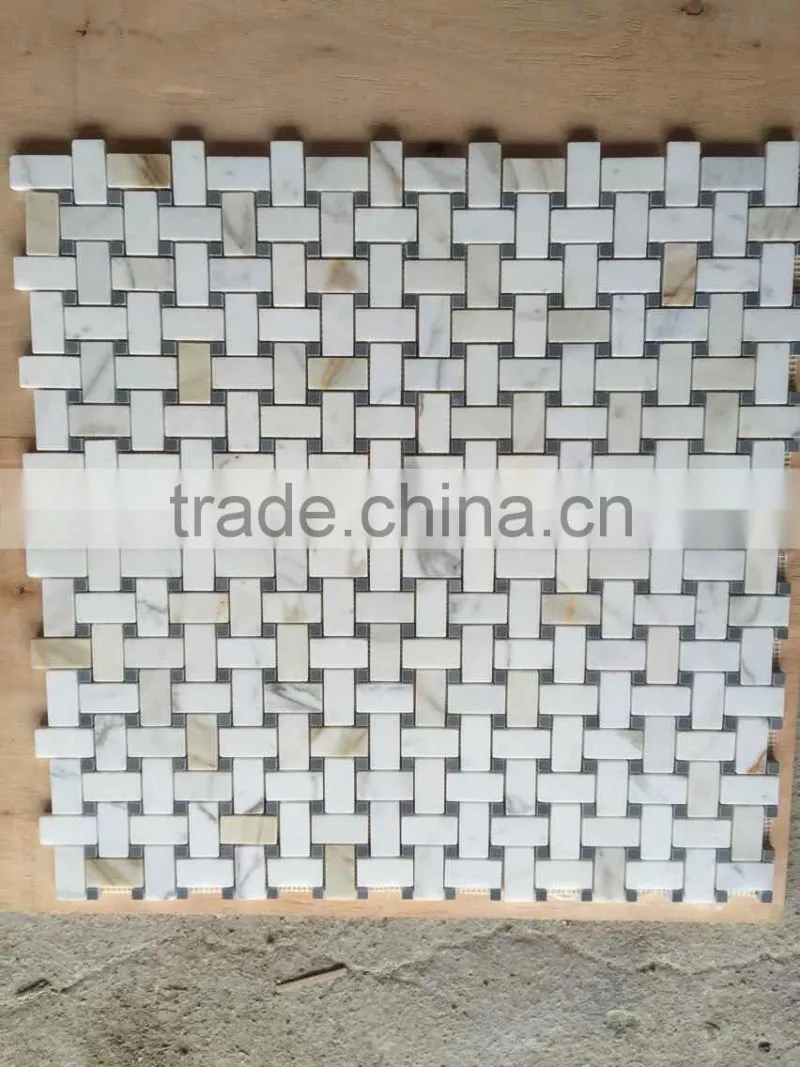 High Quality Polished Calacatta Gold Marble Mosaic for floor mosaic and Wall Mosaic