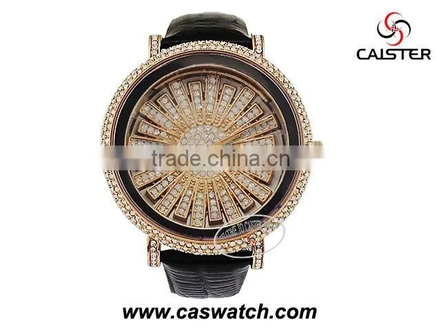 Newest fashion Czech stone brand watches big alloy dial pasted Czech stone watches for lady