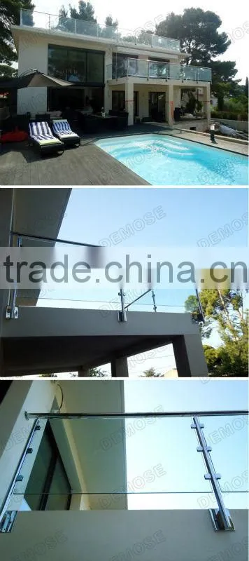 handrail plexiglass / tempered glass panel railing for outdoor