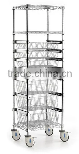 Hospital Mobile Storage Chrome Wire Shelving Compactors