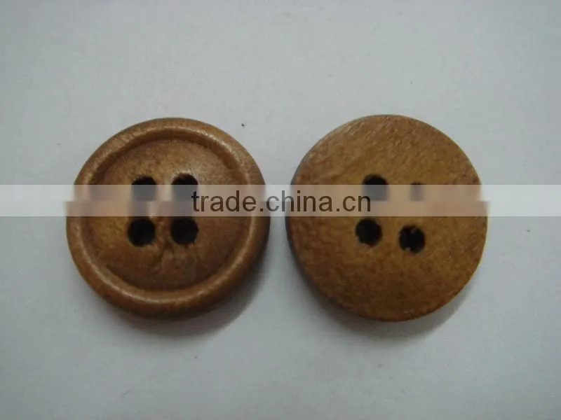 13mm painted brow 4 holes natural wood button