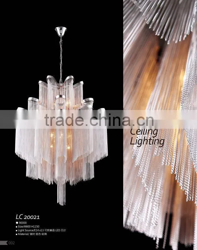 Metal Decorative Aluminium Silver chain chandelier LC20031