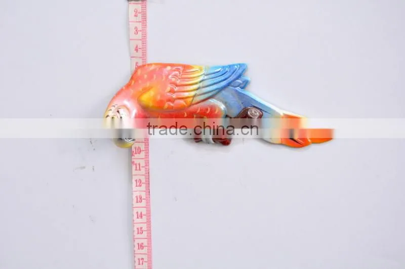 Colorful 5 inch Plastic Pearl Powder Flat Parrot Animal Fridge Magnet, Animal Homes craft, Decorative Magnets