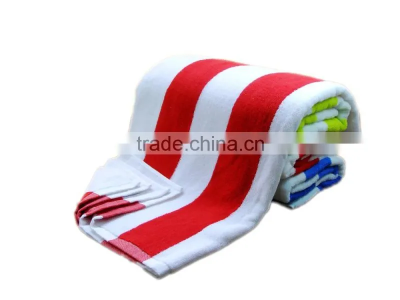 high quality 70x140cm 400g cotton red and white striped beach towel