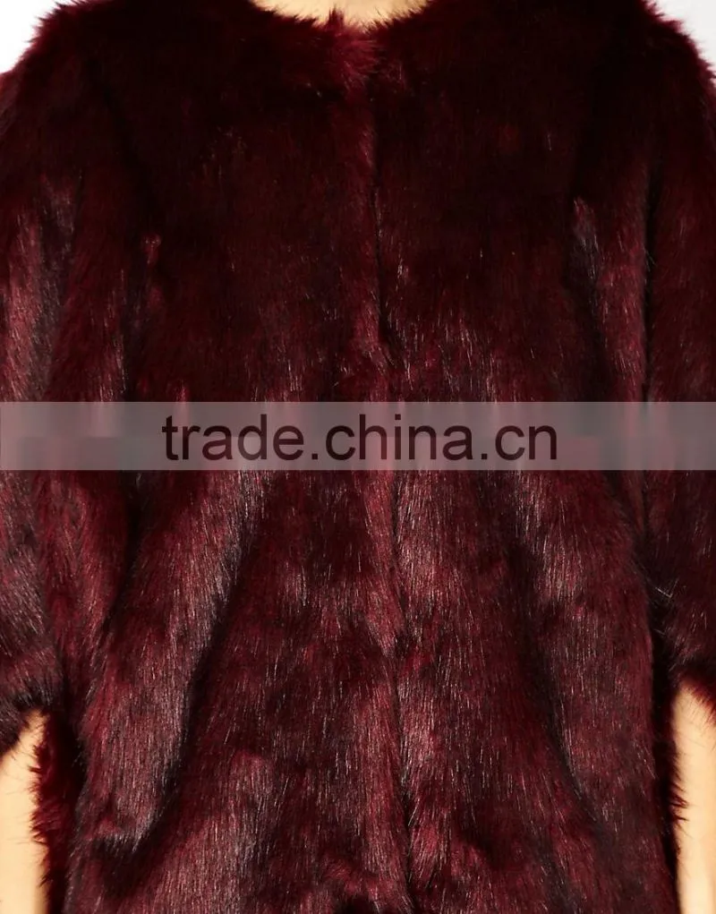 100% acrylic fur,coat of artificial fur, Batwing coat in faux fur jacket
