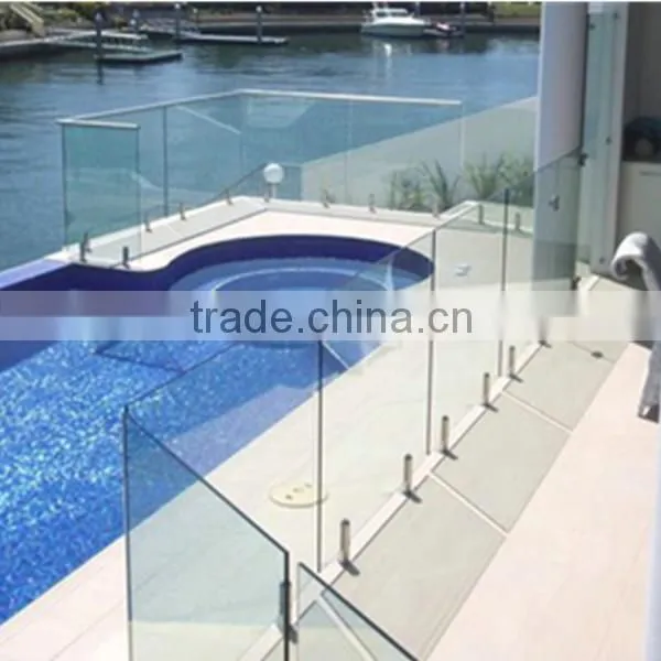 china factory tailor made 1/2" tempered glass for frameless glass pool fencing