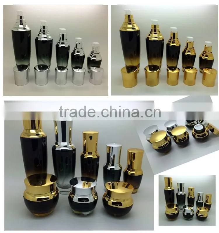 Cosmetics packaging bule colored glass pump bottle and glass cosmetic jar