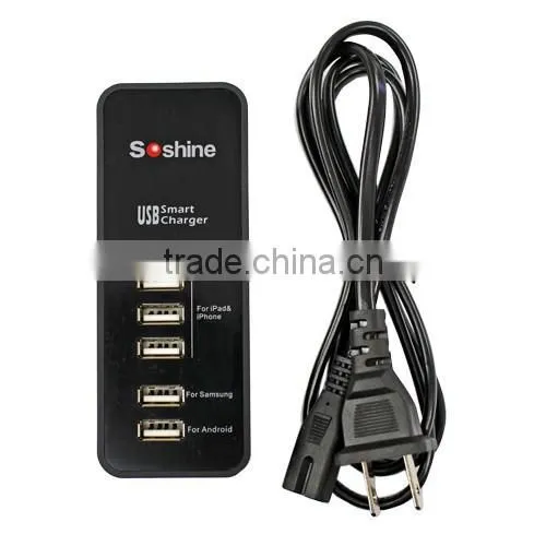Soshine 3.1A 5 Port USB Portable Travel Charger Rapid Charger for iPhone iPad Android Devices universal usb charger