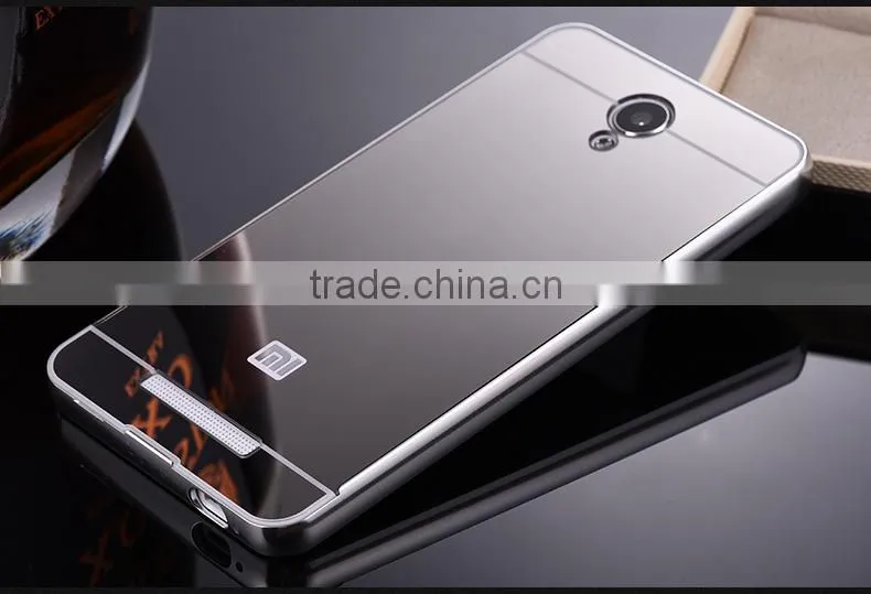 PC Mirror Back Cover Case Cell Phone Case Aluminum Metal Bumper Case For Xiaomi For Redmi Note 2