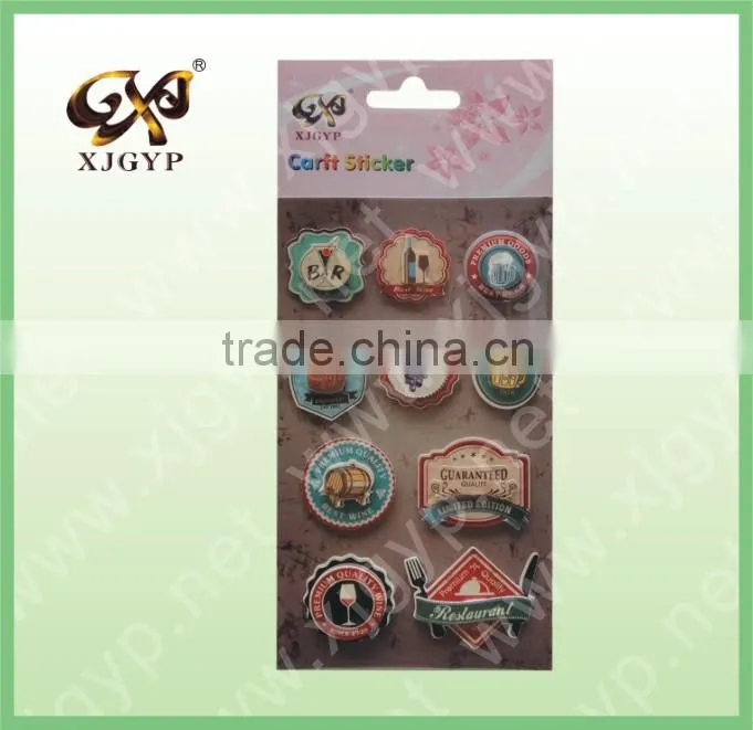 Handmade craft 3d layer sticker craft self adhesive stickers