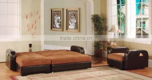 Chocolate microfiber & PVC Sectional sofa set with storage C2003