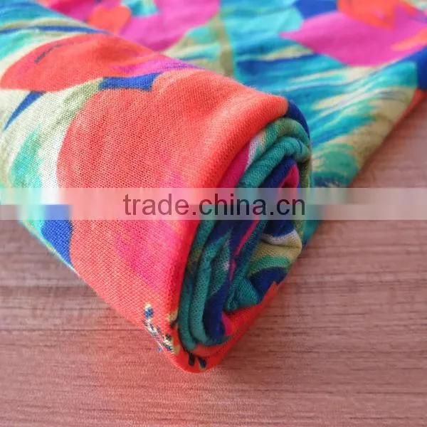 2014 nice design poly spun knitted printing fabric