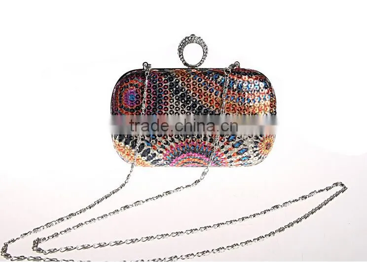 Fashion Eye of the angel lady aluminum box sequin clutch evening bags