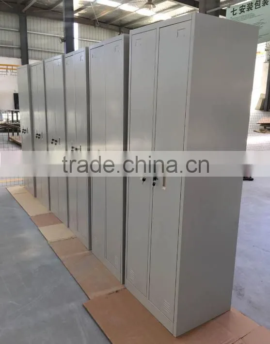 Factory direct KD structure staff locker 2 door steel storage wardrobe