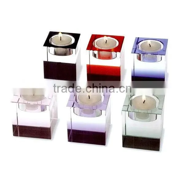 Gorgeous Crystal Doule Pillar Tall Glass Candle Holders / Crystal Candlesticks for wedding