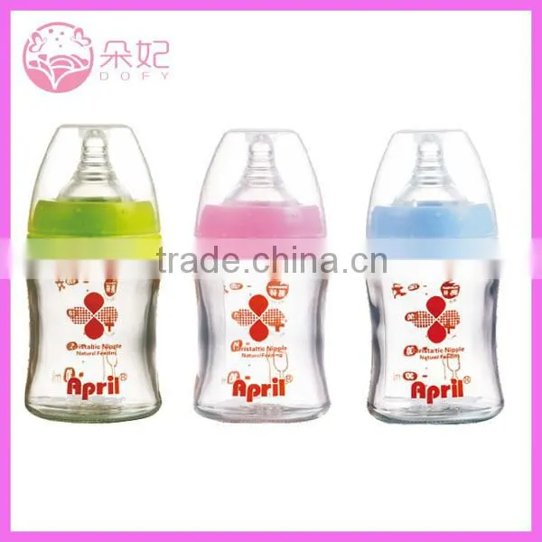 Wear-resisting borosilicate glass unique baby bottle