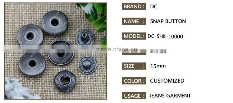 15mm Metal brass snap button antique brass button for fashion clothing