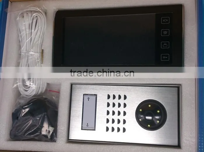 Hot sale 7inch TFT LCD touch screen handfree indoor monitor with touch key and unlock night vision camera video doorphone