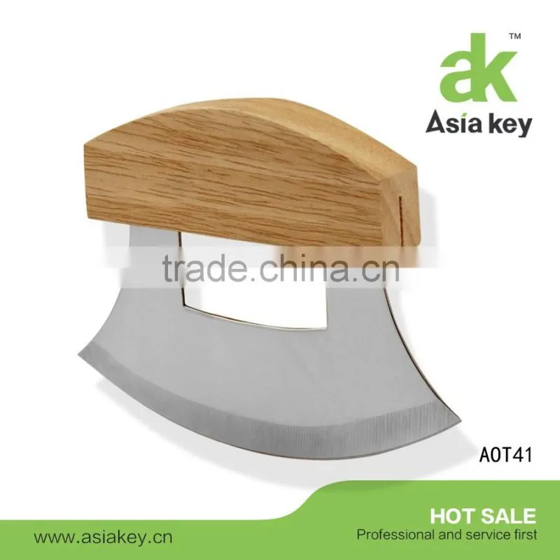 Easy To Grip And Cuts Simple Double Mezzaluna With Black Handles