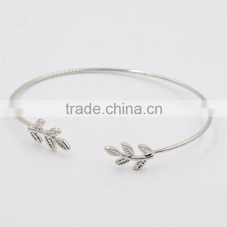 >>>2015 New Design Leaves Gold & Silver Plated Stretch Bracelets & Bangles Thin Fashion Open Bangle/
