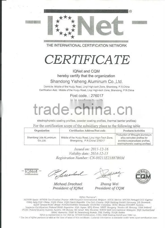 6000 series grade and window & door application aluminum profile