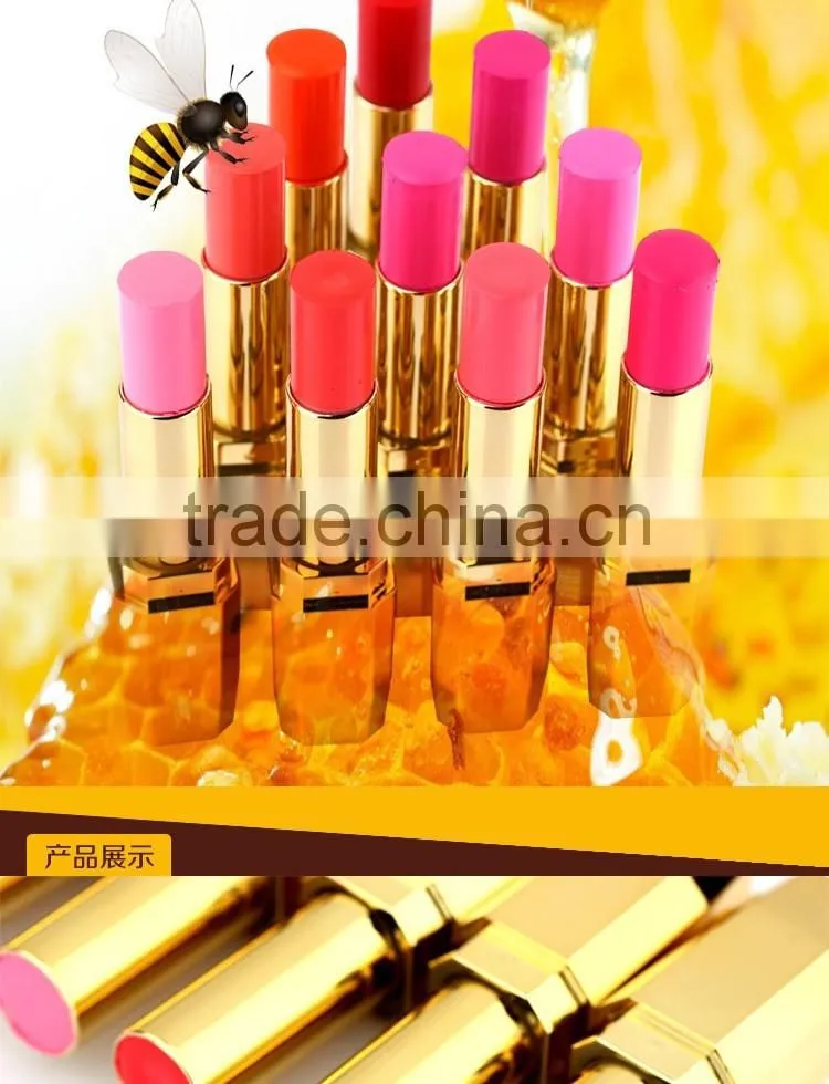 Wholesale Best Selling Fahsion Design Golden Tube Cosmetics Naked Natural Long Lasting Rose Red lipstick