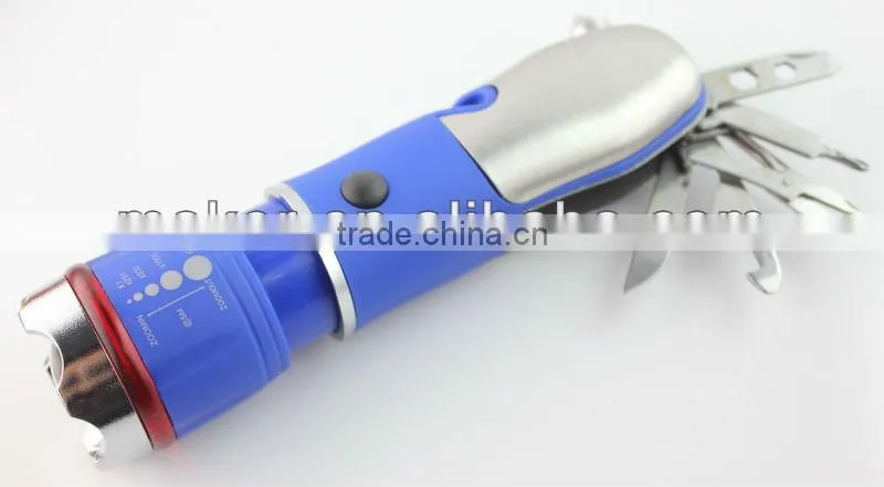 1W zoom flashlight with car emergency tools