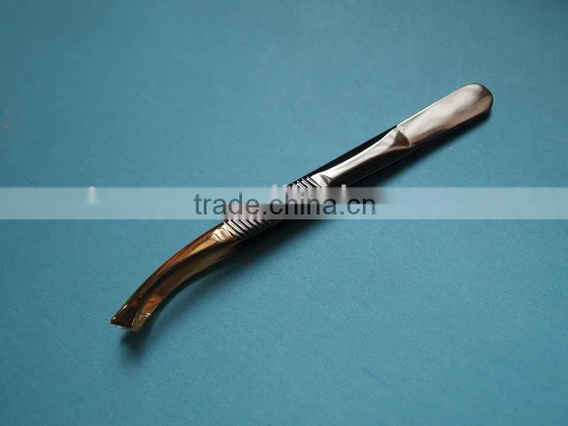 MJ-90 Stainless steel curved tip lady eyebrow tweezer