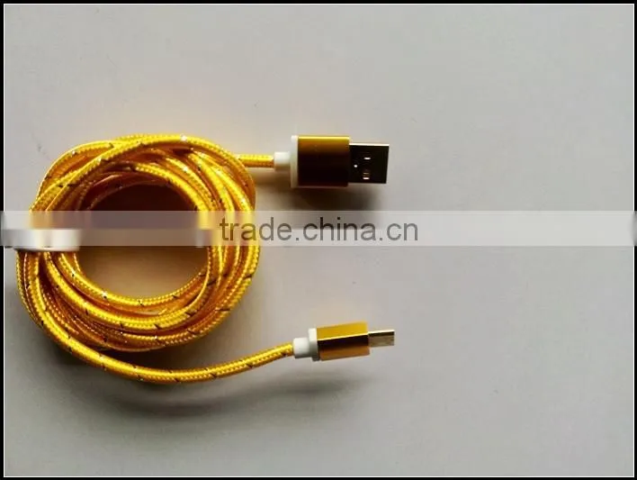 colourful braided micro v8 and I5 gold plated usb cable with aluminium alloy shell