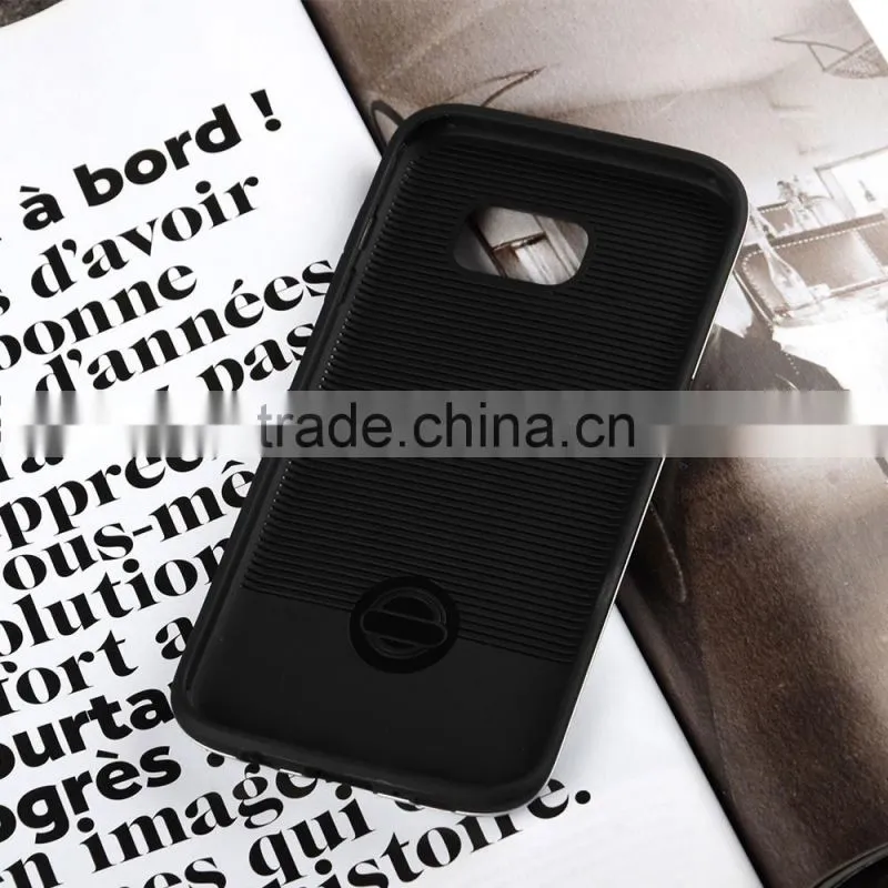 C&T Heavy Duty Brushed Metal Texture Hybrid Dual Layer Slim Protector Case Cover for Samsung Galaxy S7
