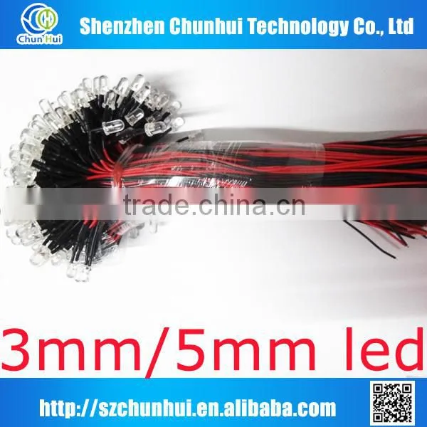 Elektronics Components 5mm Led Diode Prewired,Light Emitting Diode Led 12 Volts Red For Car/Boat/DIY