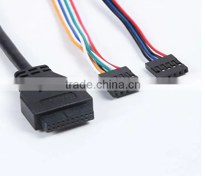 High quality 19pin or 20 pin hearder to usb 3.0 & usb 2.0 female panel mounted cable with audio port