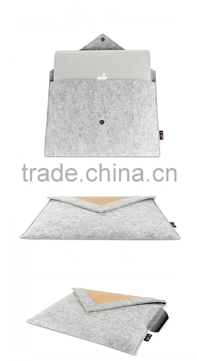 2015 BUBM Grey Pure Wool Felt Fabric Carrying 13 inch Computer Notebook Case Bag