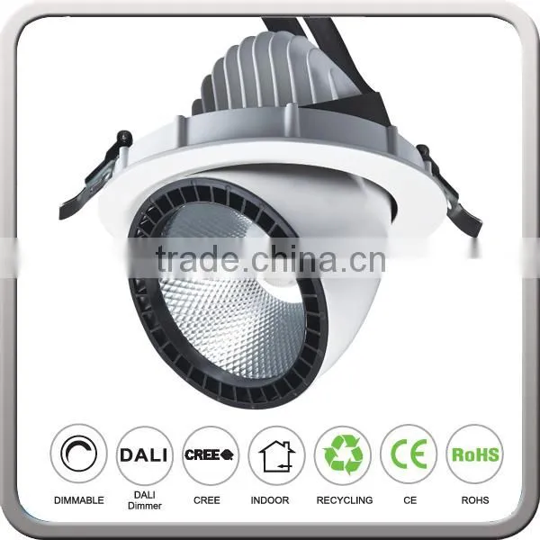 Ceiling Recessed Pandent Mounted 45w 4000LM Rectangular Rotating LED Downlight for Shops with CREE COB Meanwell Driver