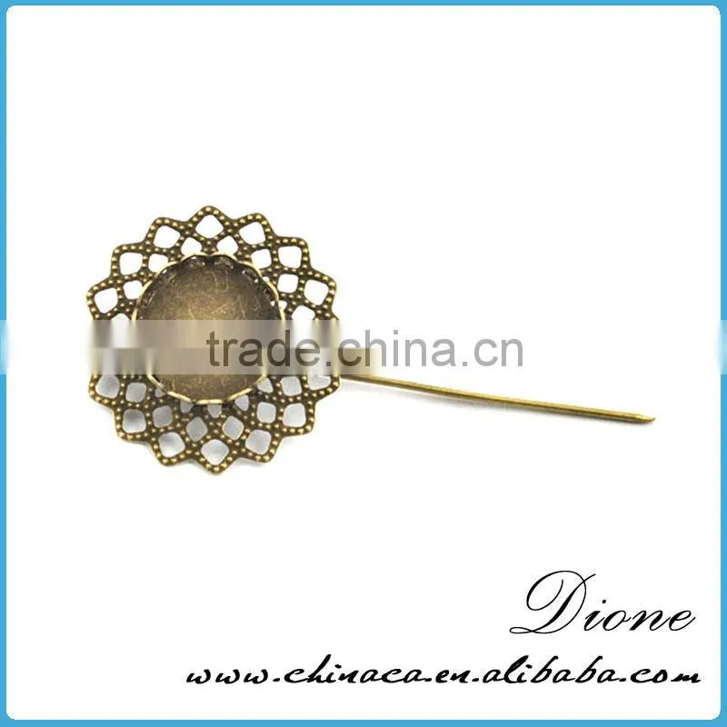 Newest design elegant flower anqiued broned lady brooch pin fashion jewelry