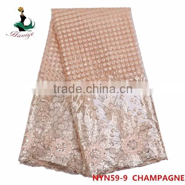 Haniye 2016 african embroidery tulle lace fabric high quality 5 yards for net dress/NYN59