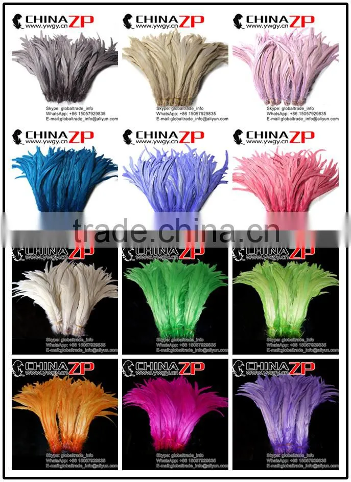 Top Supplier ZPDECOR Bulk Sale 35-40cm Length Good Mix Colors Fully Dyed Roosters Chicken Feathers for Decoration