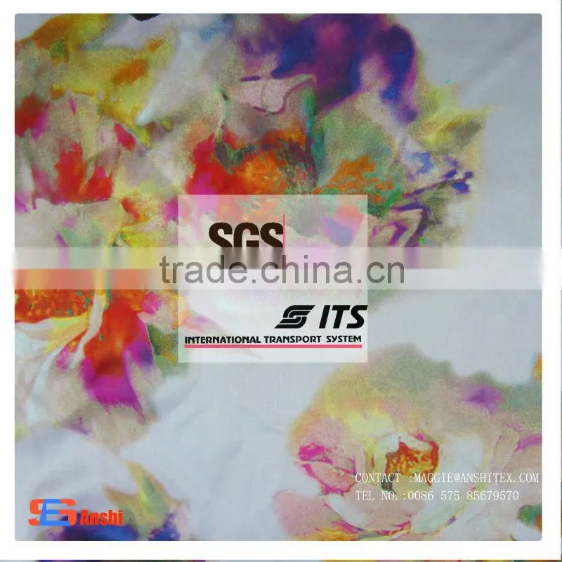 Custom design Polyester satin chiffon digital printed fabric for top, underwear, dress fabric