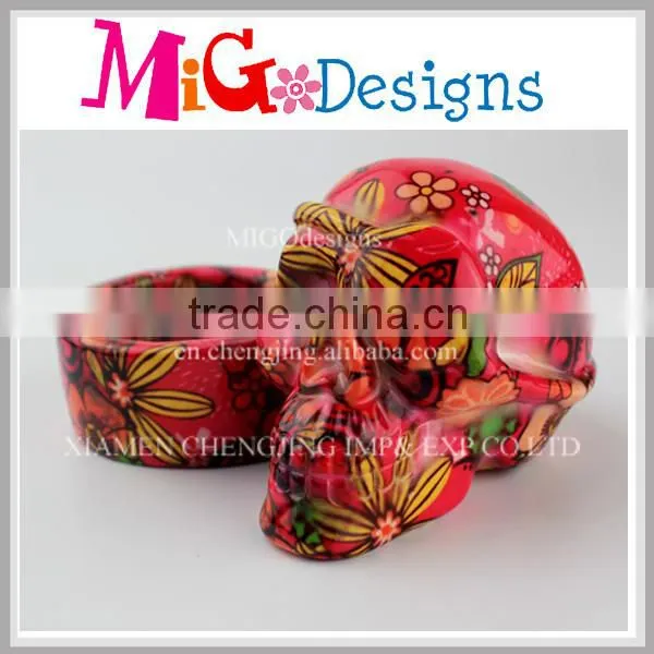Orange Skull Ceramic Ashtray Cool Fashion Home Ornament