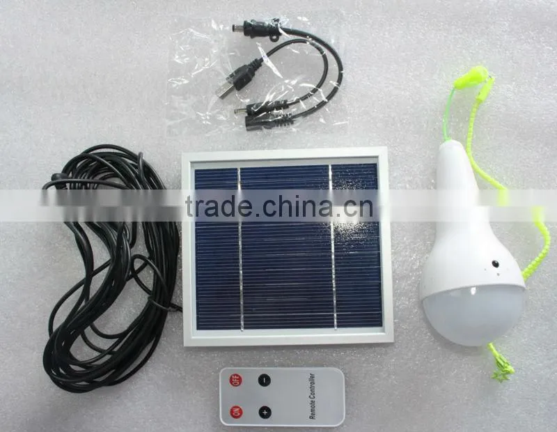2013 mini new solar camping light with remote controller and mobile charger