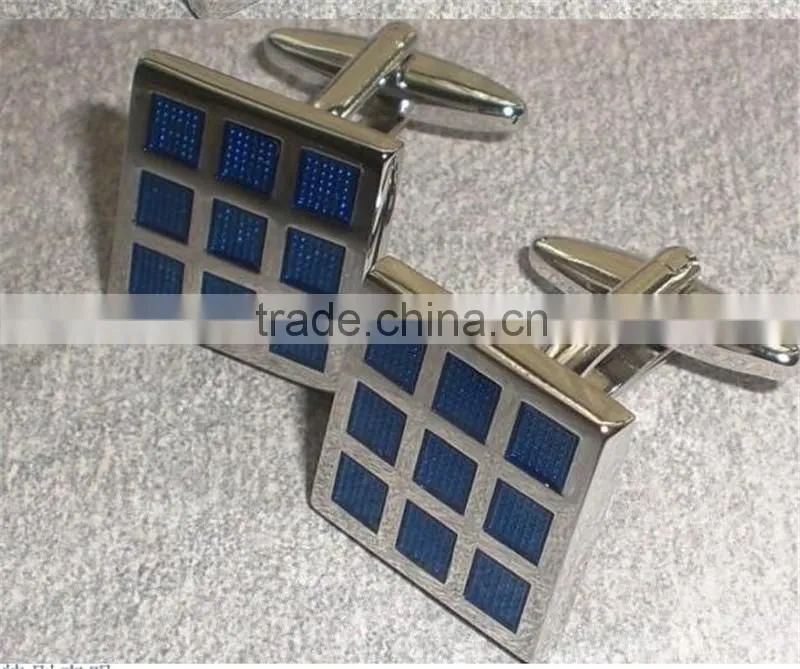 Novelty square-fashion jewelry blue enamel cufflinks
