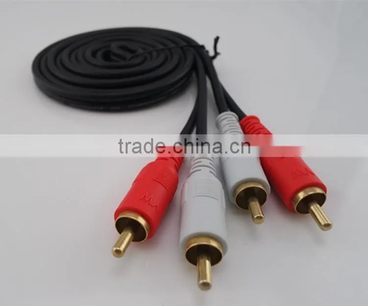 Good quality audio cable male to male 3.8mm 2RCA/M-2RCA/M RCA cable
