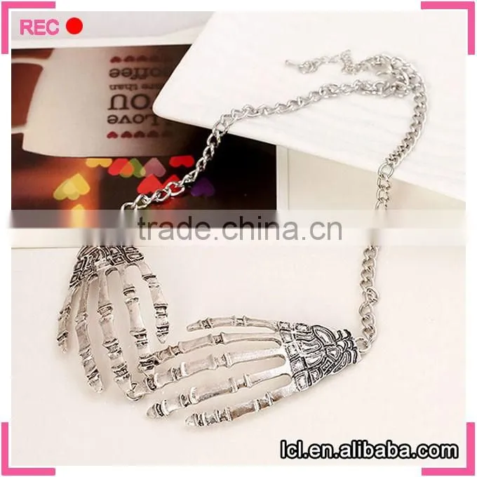 Gothic necklace Skeleton Hand pendant, for carnaval wholesale gothic imitation jewelry