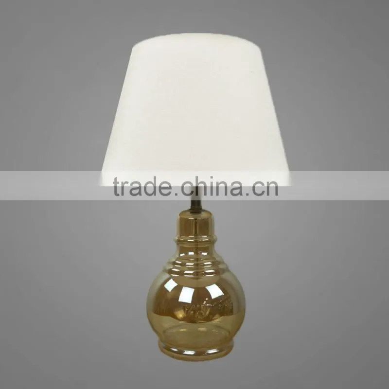 Gourd Shape Glass Body With White Fabric Lampshade Study table lamp Bedside Table Lamp