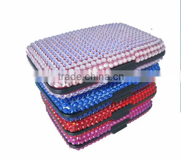 crystal aluminum credit card holder with rhinestone,plastic credit card case