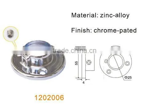 round shape wardrobe rail rod socket centre support bracket chrome plated