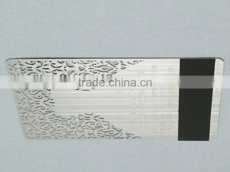 magnetic stripe card, stainless steel silver metal business card with cut out design