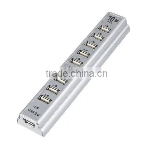 10 Ports Laptop USB HUB 2.0 480Mbps High Speed Power Adapter For Camera Printer
