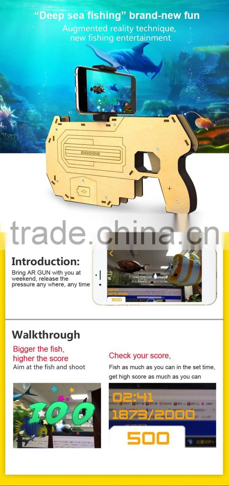 2017 rgknse/locse Toy bluetooth wireless shooting game player wood AR game gun